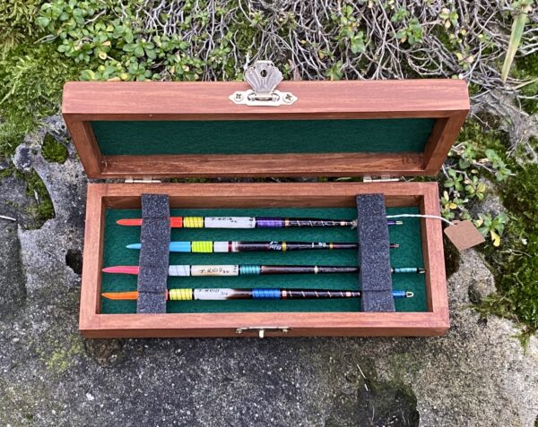 A presentation box set of four Traditional vintage style Porcupine quill floats