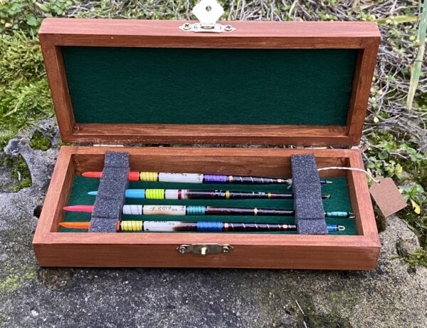 A presentation box set of four Traditional vintage style Porcupine quill floats - Image 2