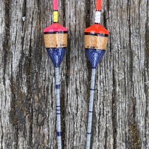 A pair of traditional style Perch bobber floats.