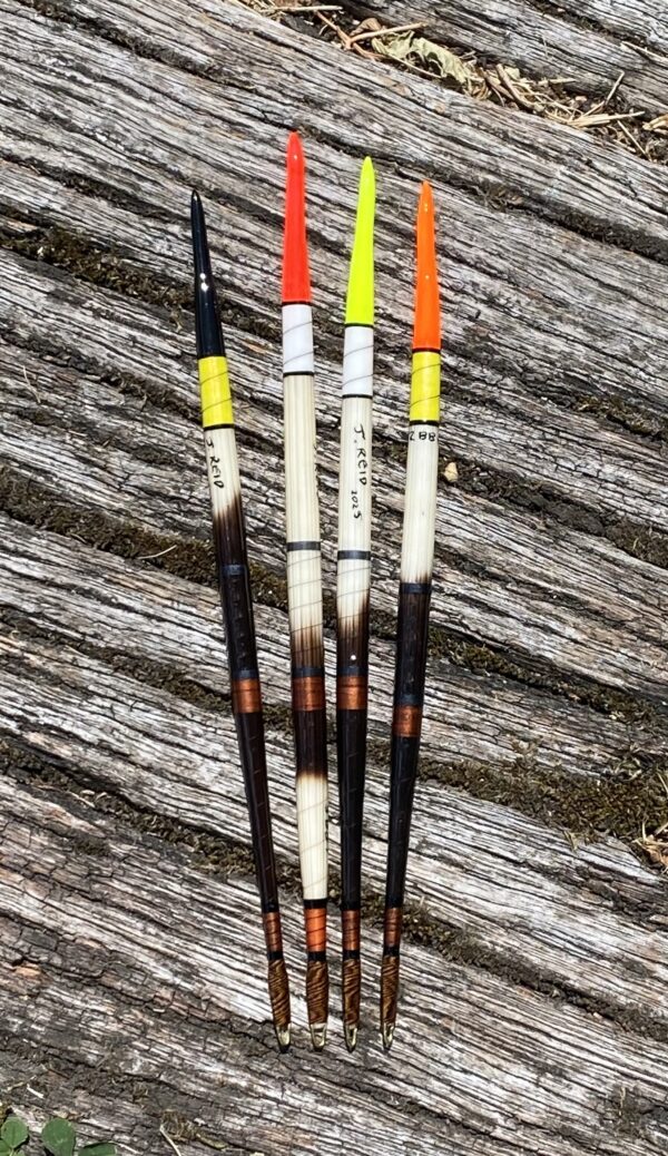 A set of four traditional vintage style Porcupine quill floats