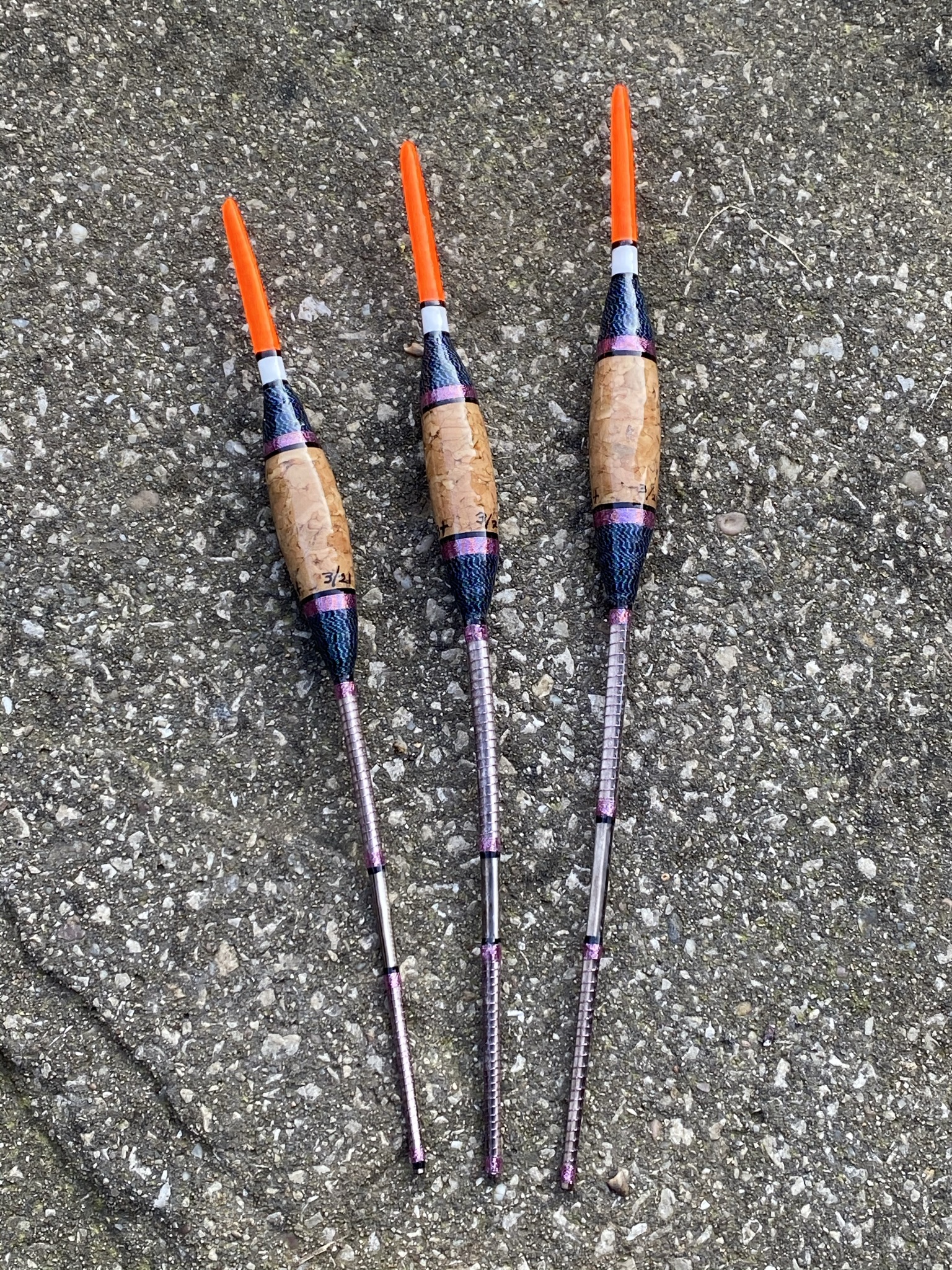 A Set of Traditional crow quill Avon (Topper) style fishing floats.