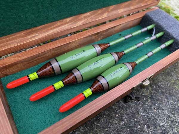 A presentation box set of 3 Traditional Avon style (Topper) fishing floats. - Image 4