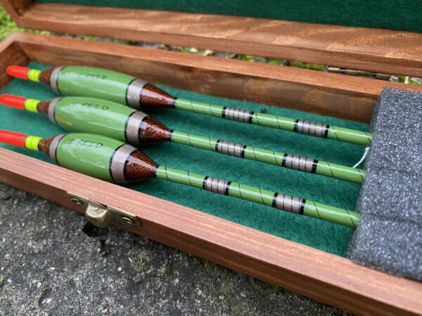 A presentation box set of 3 Traditional Avon style (Topper) fishing floats. - Image 5