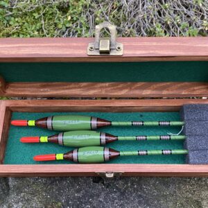 A presentation box set of 3 Traditional Avon style (Topper) fishing floats.