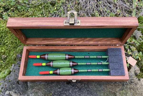 A presentation box set of 3 Traditional Avon style (Topper) fishing floats.