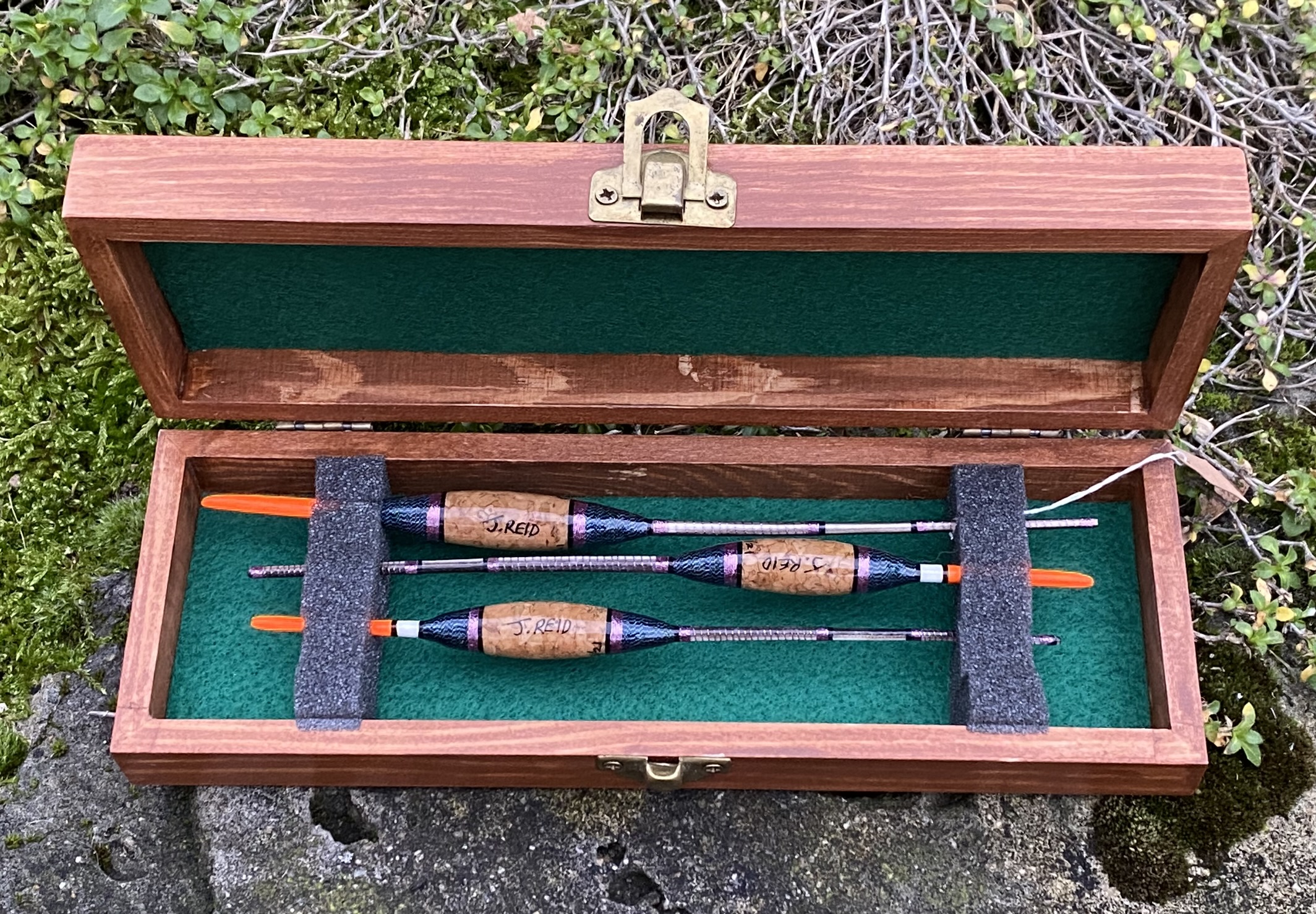 A Presentation Box Set of 3 Tradition Avon (Topper) style fishing floats