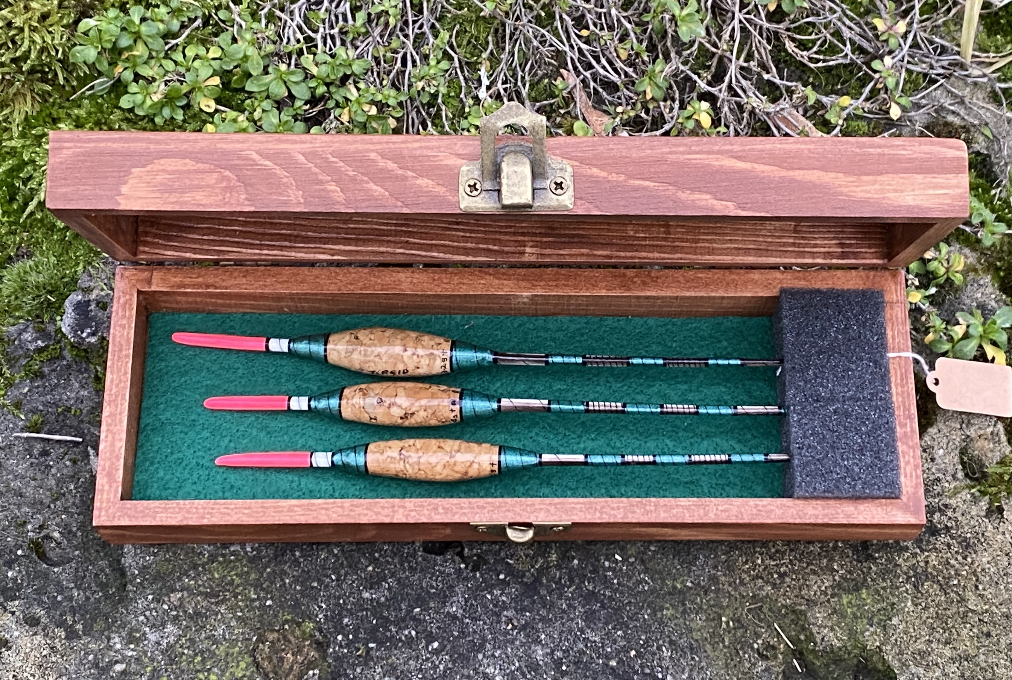 A Presentation Box Set of 3 Tradition Avon (Topper) style fishing floats